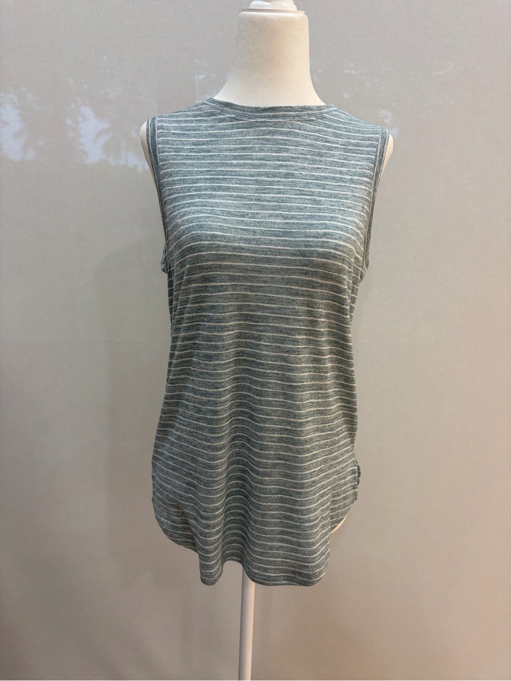 Athleta Striped Crewneck Tank - Gray and White